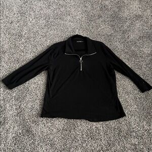 Black Quarter-Zip Women's Top